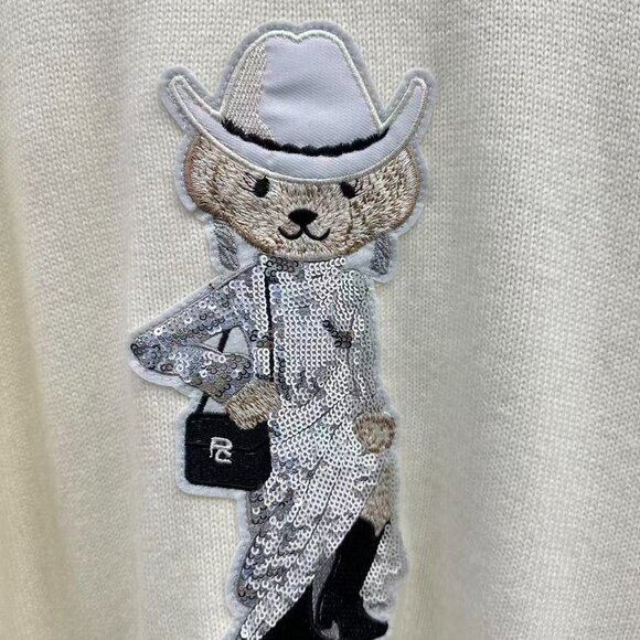 Polo Ralph Lauren Top hat, bear, beige women's sweater - Picture 3 of 4
